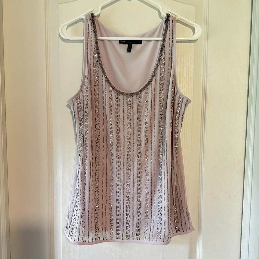WHBM Women's Beaded Tank Lavender and Silver Size M EUC